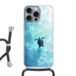 Schildpad - Zee - Blauw - Schittering Hoesje iPhone 16 Pro Max met koord klein -3d