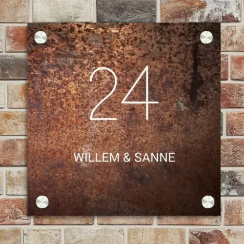 Verweerd metaal - Klassiek Naambord Vierkant klein -sfeer2