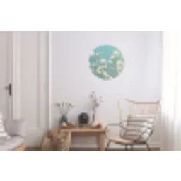 Stengels - Bloemen - Lucht - Wit Wandcirkel aluminium klein -woonkamer