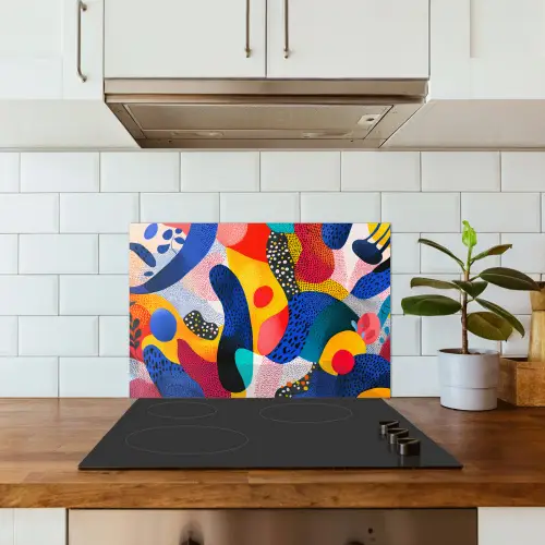 Vormen - Abstract - Stippels - Blauw keuken achterwand spatscherm klein -sfeer2
