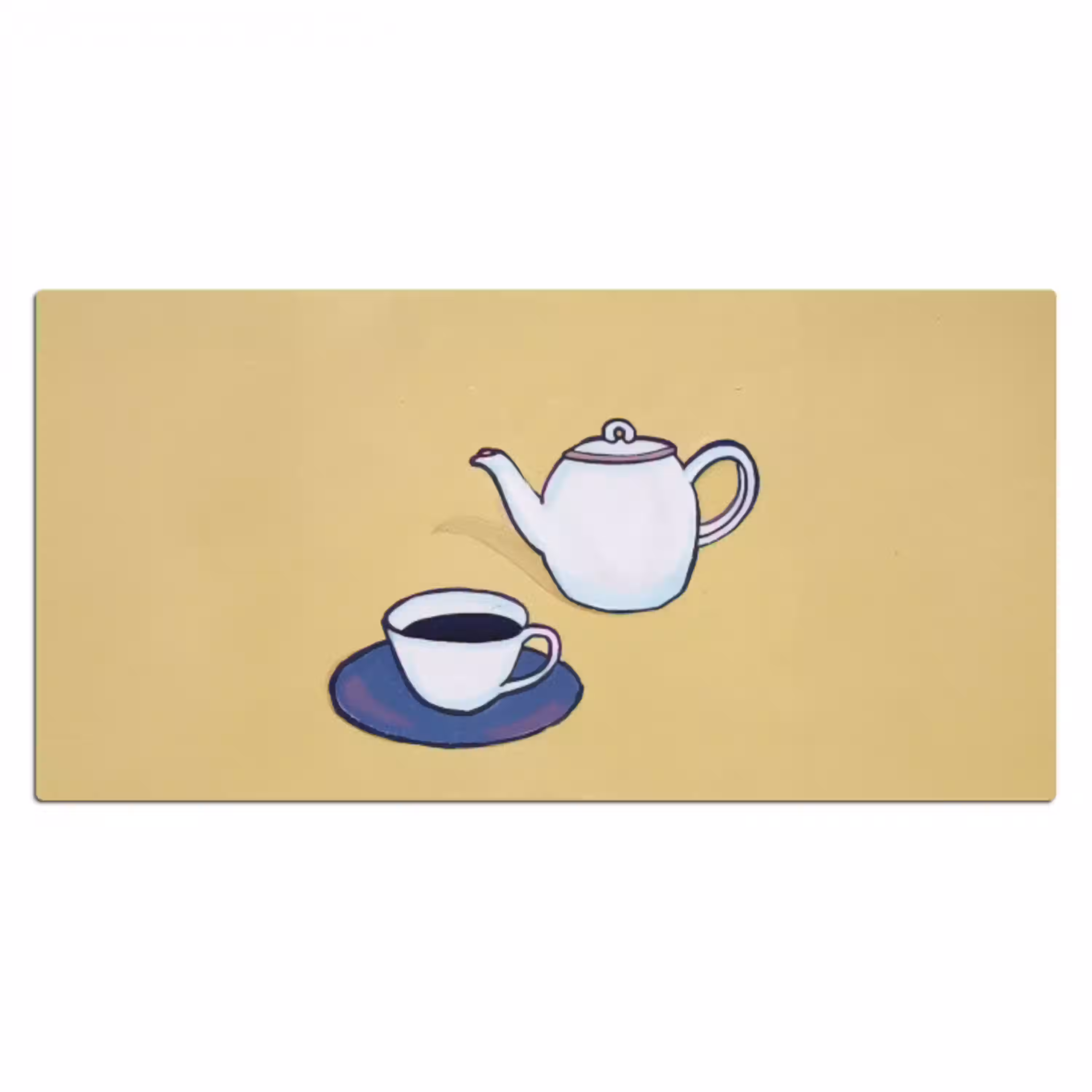 Theepot - Kopje - Beige - Illustratie Muismat XXL klein -3d_leeg
