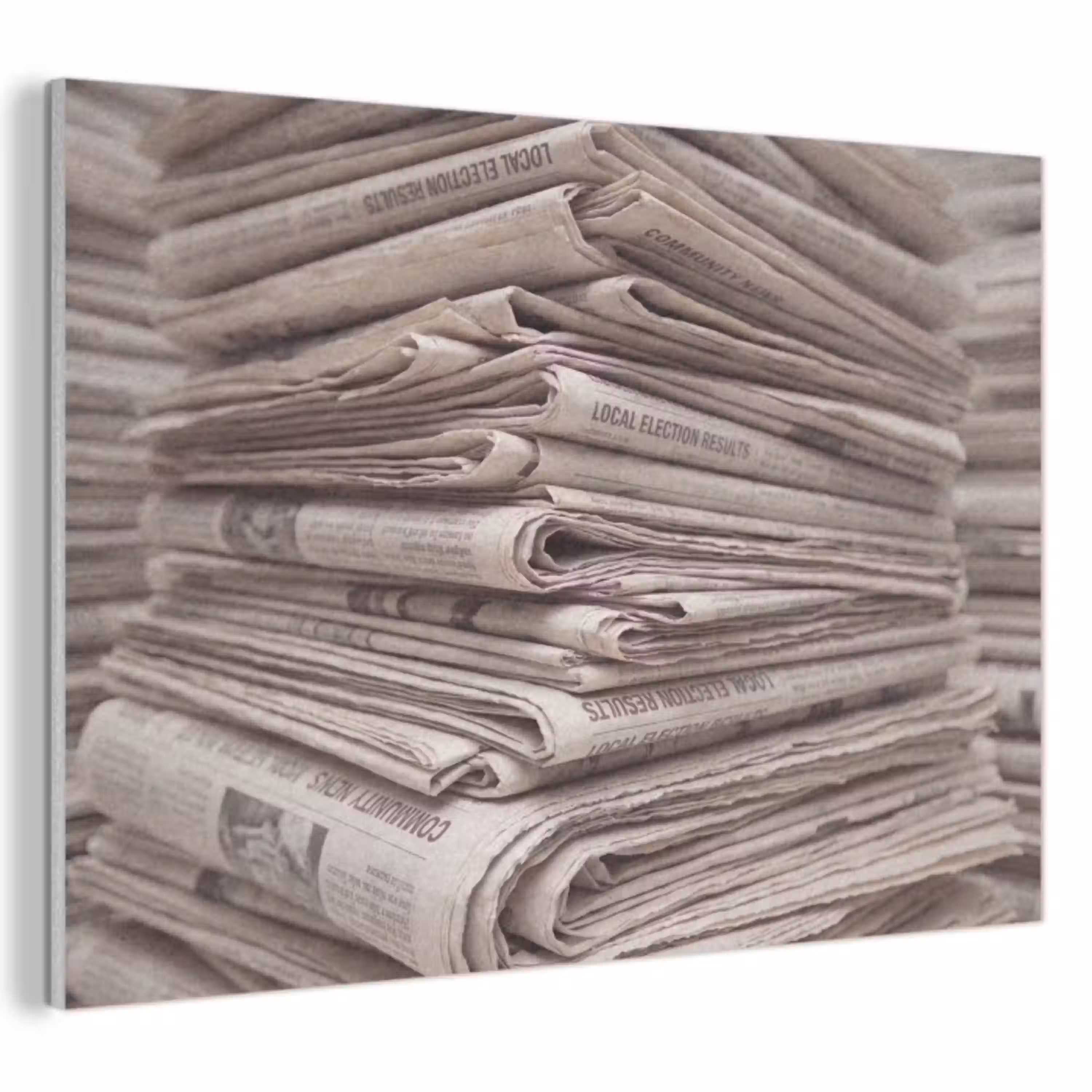 Kranten - Stapel - Nieuws - Vintage - Beige PET vilt klein -3d