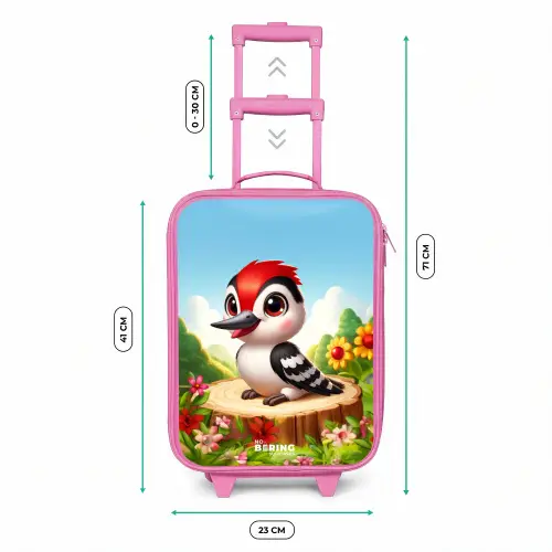 Specht op en boomstronk Kinderkoffer - Roze klein -productfoto_formaten
