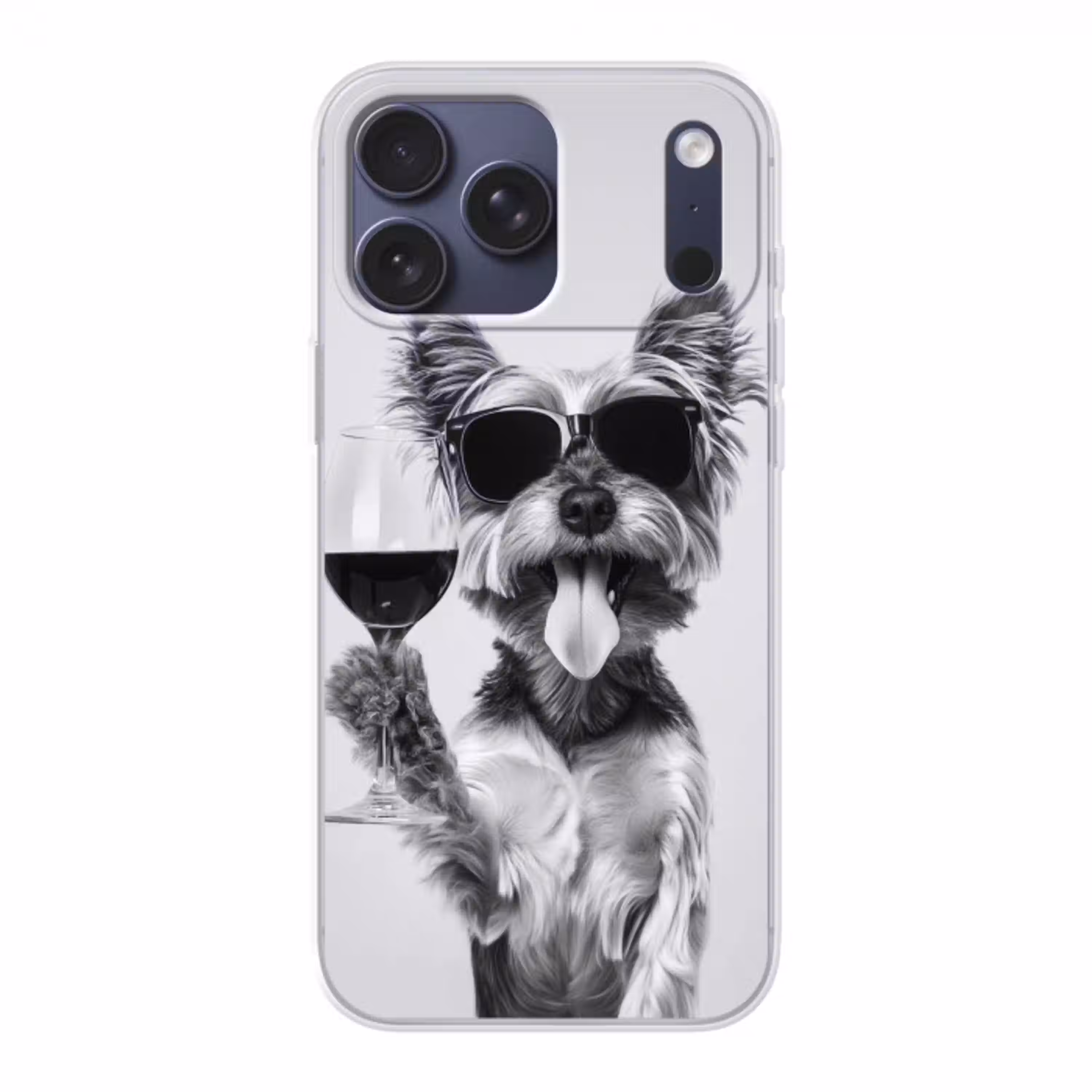 Hondje - Wijnglas - Zonnebril - Enthousiast Telefoonhoesje iPhone 17 Pro Max klein -3d