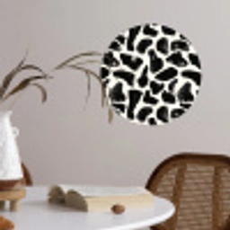 Dierenpatroon - Vlekken - Zwart - Wit Wandcirkel behangsticker klein 186 -sfeer3