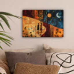 Silhouetten - Abstract - Zon - Maan canvas 2cm klein -sfeer1