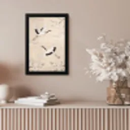 Kraanvogels - Bloesem - Beige fotolijst zwart zonder passe partout klein -sfeer5