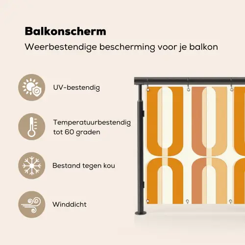 U-vorm - Retro - Oranje Balkonbeschermer Duitsland klein 596 -specs_NL