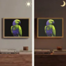 Papegaai - Veren - Opvallend - Groen Light Box met batterij (Wandlamp) middel -sfeer3