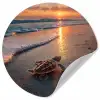 Schildpad - strand - Zonsondergang Wandcirkel behangsticker klein -3d