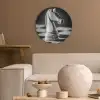Paard - Hout - Schaalbord - Zwart Akoestische PET Vilt - Rond klein -sfeer1