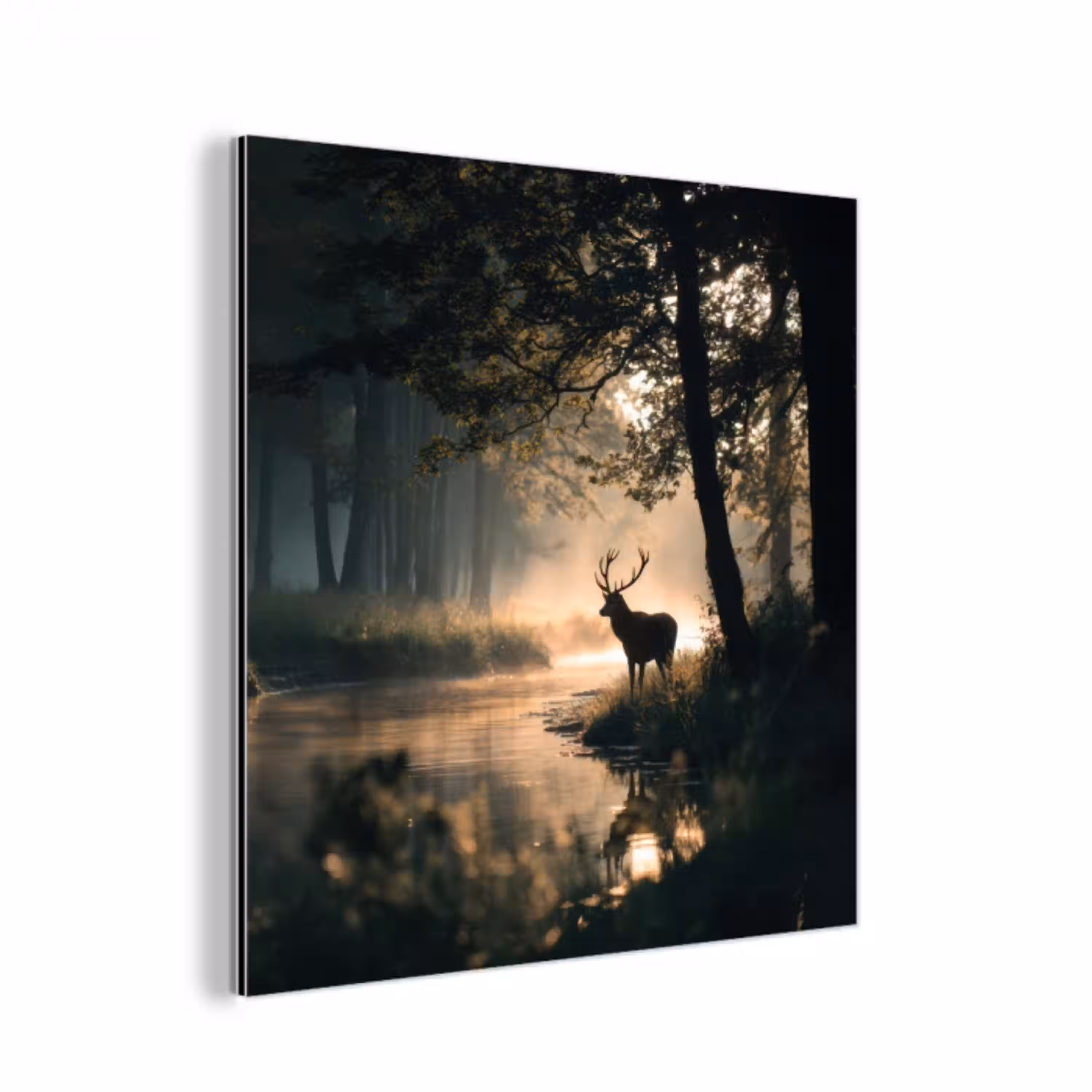 Hert - Bosbeek - Mystiek aluminium wit klein -3d
