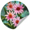Bloemen - Roze - Glasmozaïek Wandcirkel behangsticker klein -3d