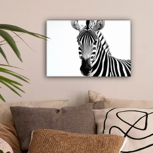 Zebra - Close-up - Zwart - Strepen canvas 2cm klein -sfeer1