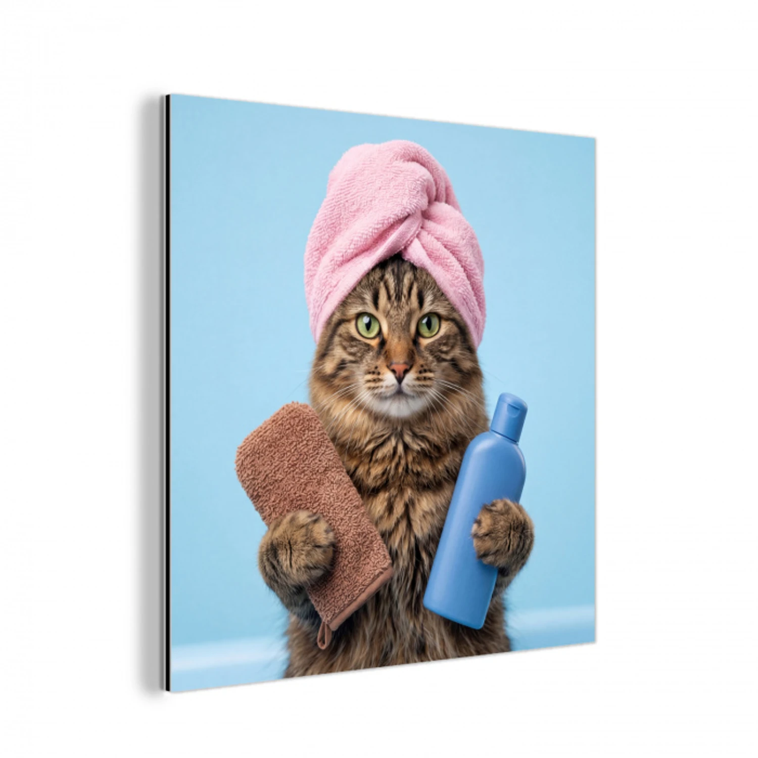 Kat - Handdoek - Washand - Zeep aluminium wit klein -3d