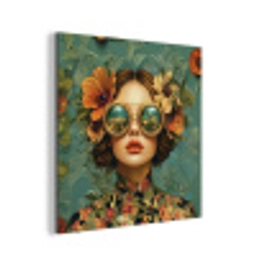 Vrouw - Bloemen - Vlinders - Natuur - Vintage aluminium wit klein -3d
