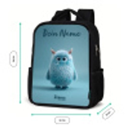 Blauw pluizig monster met hoorns Rugzak - Zwart middel -productfoto_formaten