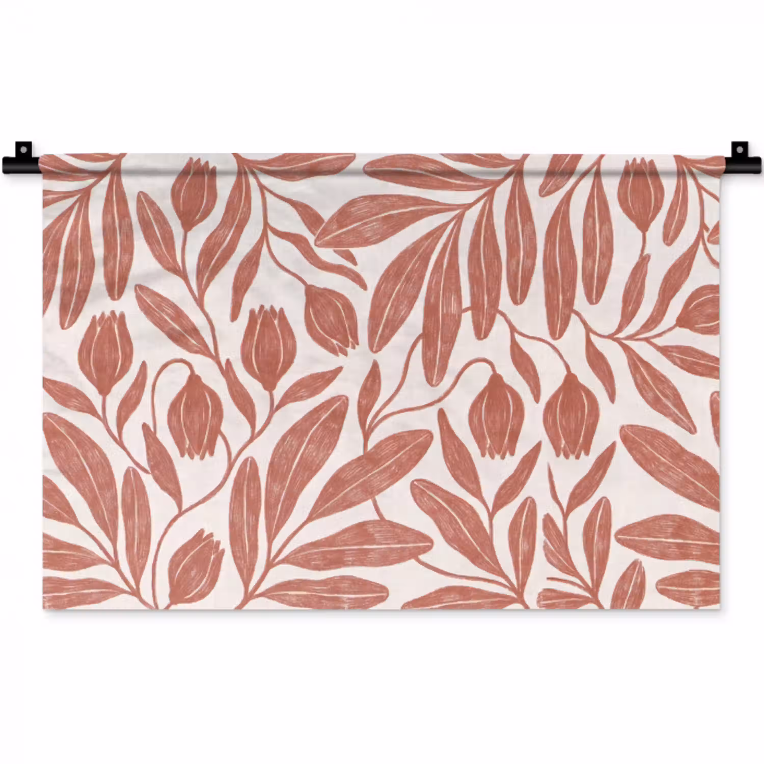 Bloemen - Patroon - Modern - Natuur - Bruin Wandkleed katoen klein -zz3d