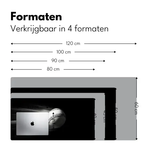 Honkbal - Wit - Vliegt Muismat XXL klein -sfeer5