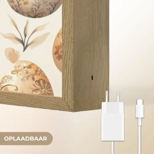 Paaseieren - Bruin - Bloemen Light Box met batterij (Wandlamp) middel -USP_websiteoplaadbaarNL