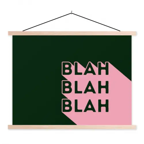 Donkergroen - Tekst - Schaduw - Grafisch textielposter latten blank klein -3d