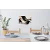 Abstract - Golven - Zwart - Verweerd Muursticker klein -eettafel