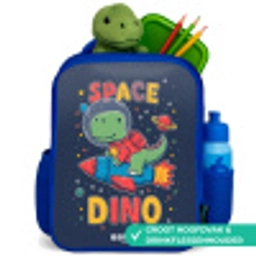 Dino - Groen - Raket - Sterren Kinderrugzak - Blauw middel -inhoud_NL