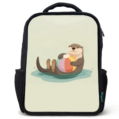 Otter - Strandbal - Kleurrijk Rugzak - Zwart middel -3d
