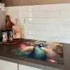 Pauw - Vogel - Bloemen - Planten - Pauwenveren Inductie beschermer vinyl 3mm groot -sfeer3