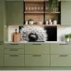Paardenbloem - Zwart - Wit keuken achterwand 2 middel -sfeer3