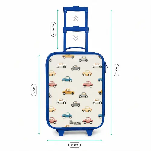 Kleurrijke retro autootjes Kinderkoffer - Blauw klein -productfoto_formaten