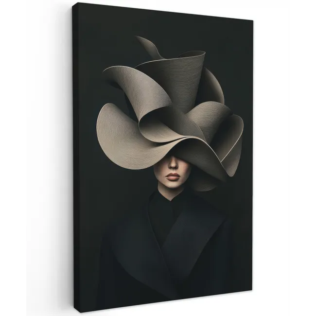 Zwarte - Hoed - Vrouw Tuinposter op houten frame 2 cm dik klein -3d