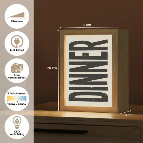 Eten - Vintage - Retro - Japandi Light Box met kabel (Wandlamp) klein -USP_websiteoverzichtNL
