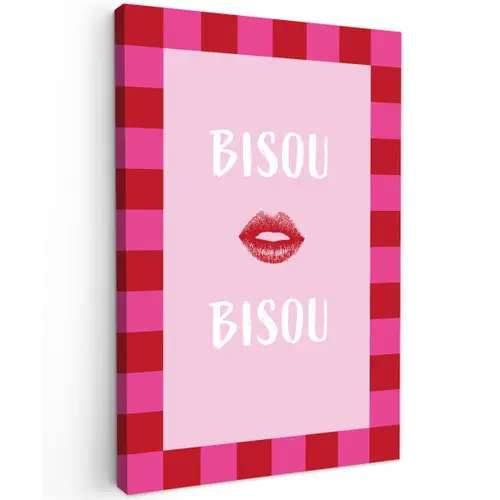 Kiss - Roze - Frans - Valentijn canvas 2cm klein -z3d