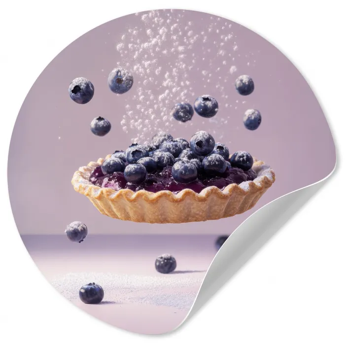 Eten - Taart - Bessen - Blauw Wandcirkel behangsticker klein -3d