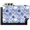 Bloemen - Blauw - Patroon - Wit Inductie beschemer met haakjes klein 777 -3d