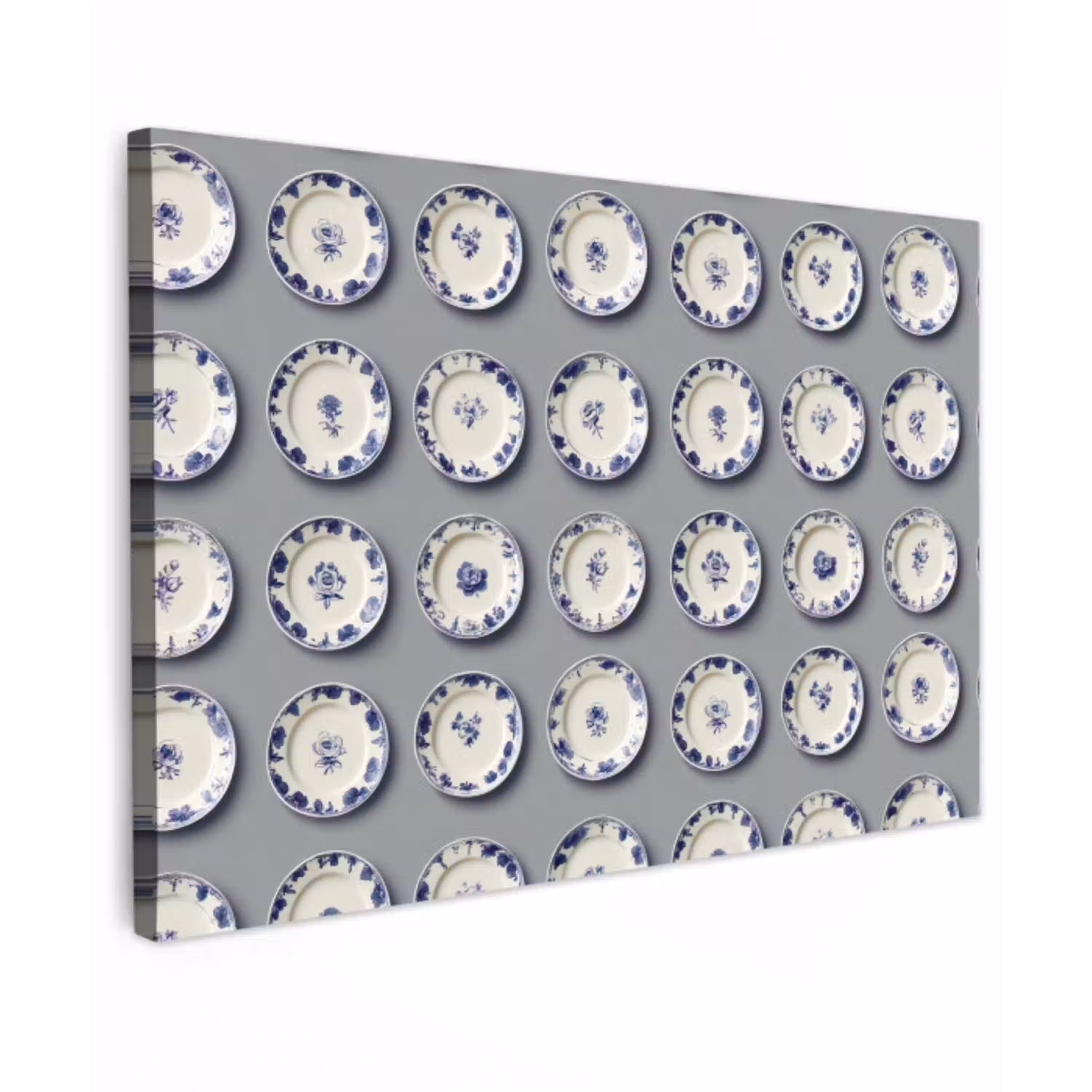 Borden - Bloemen - Blauw - Wit Tuinposter op houten frame 2 cm dik klein 845 -3d