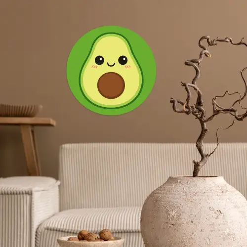Avocado - Groen - Speels Wandcirkel behangsticker klein -sfeer1