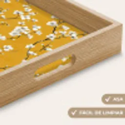 Bloesemtak - Aquarel - Geel Dienblad Rechthoek middel 911 -USP_HandgreepES