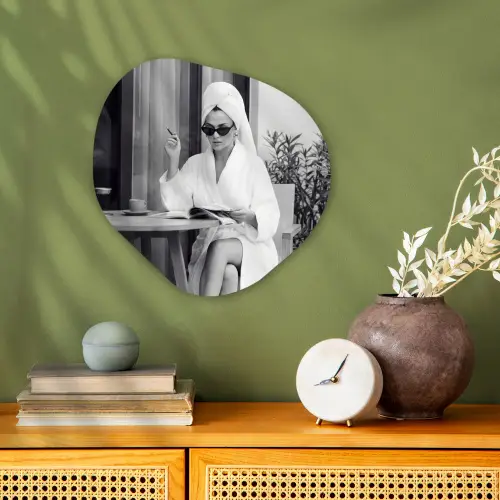Modern - Vrouw - Zwart - Wit Wandcirkel Organisch Forex 3mm klein -sfeer2