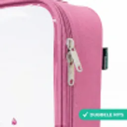 Bruine hond met roze bril en kauwgombal Kinderkoffer - Roze klein -rits_FR