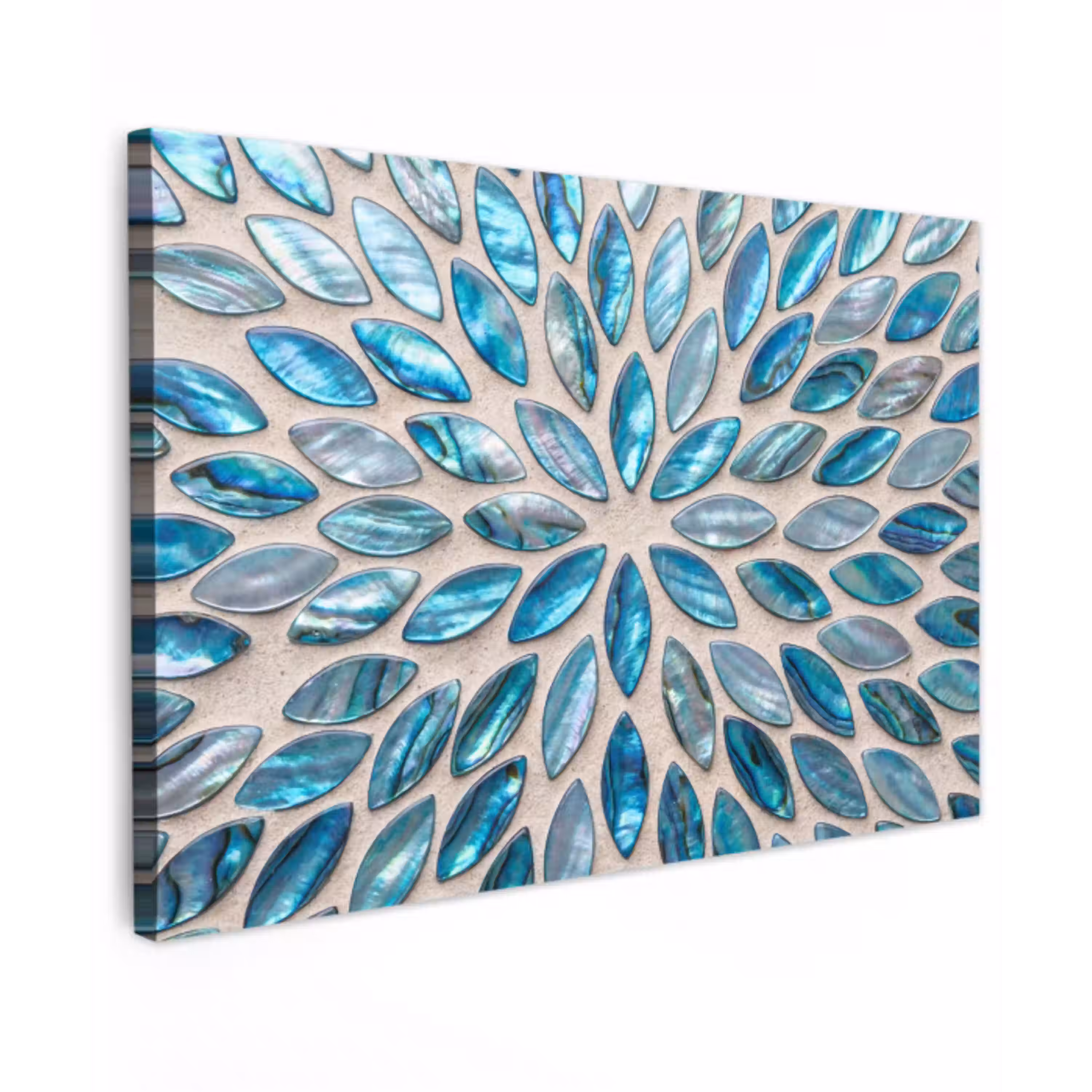 Patroon - Glans - Abstract - Blauw - Decoratie Tuinposter op houten frame 2 cm dik klein -3d
