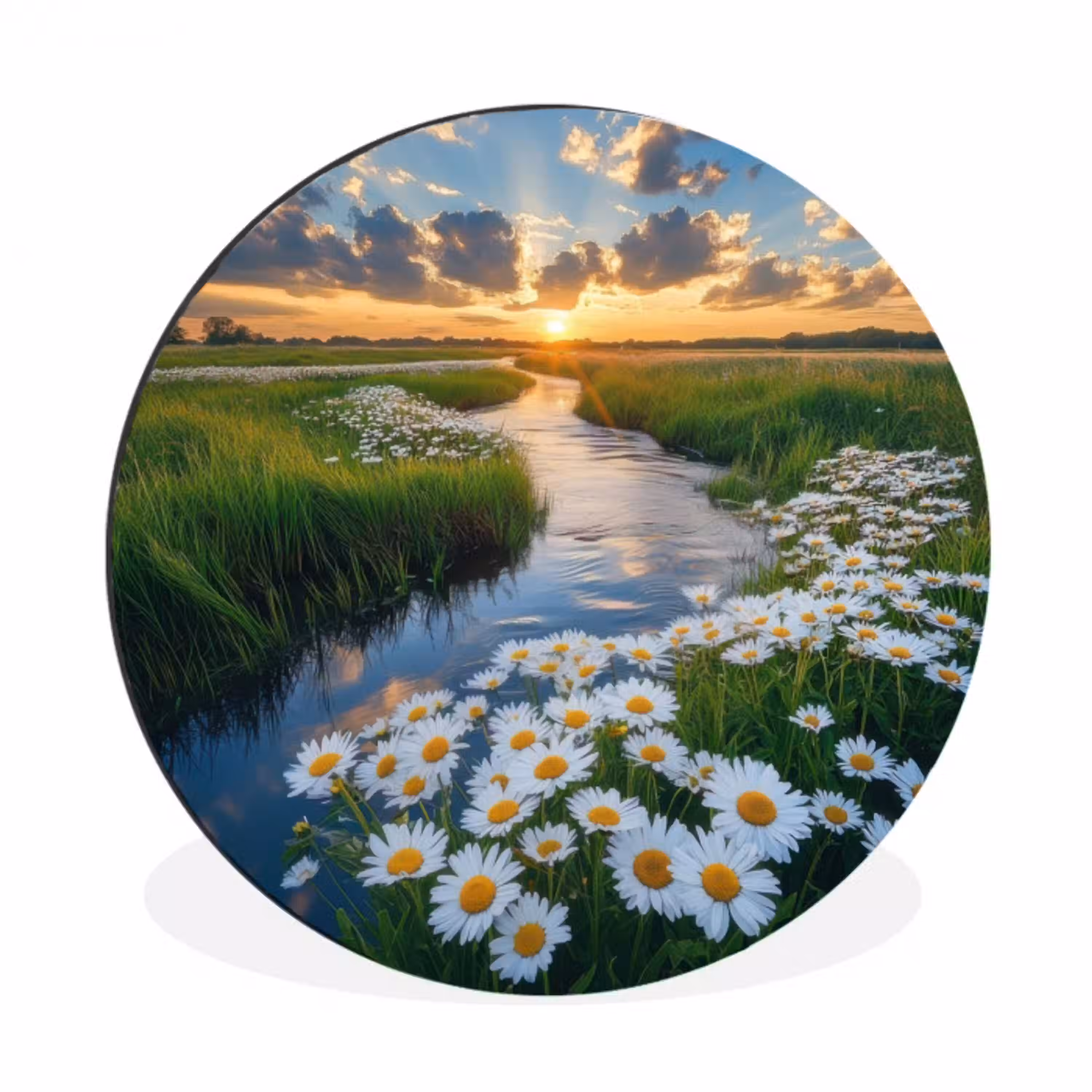 Beekje - Landschap - Margriet Wandcirkel aluminium klein -3d