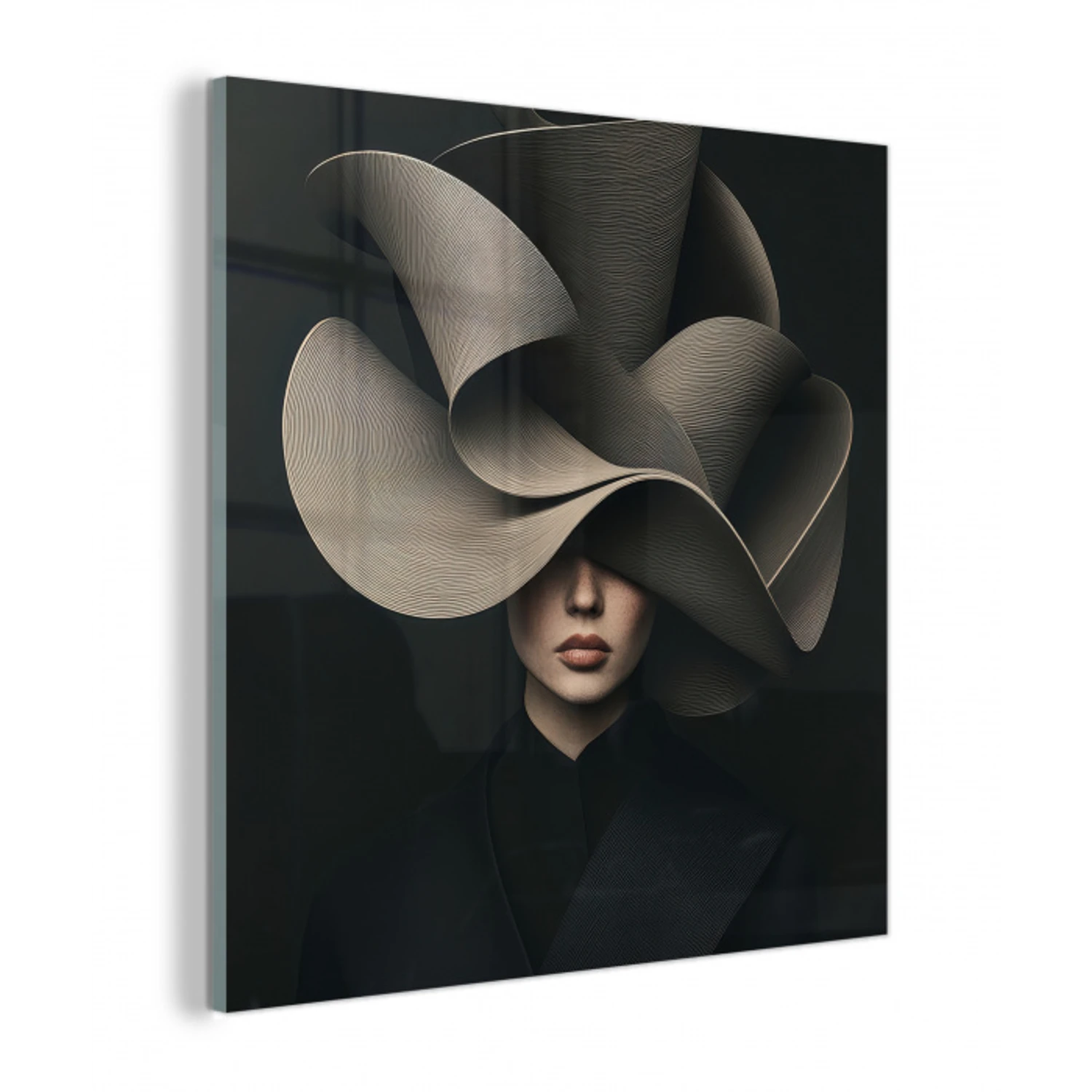 Zwarte - Hoed - Vrouw plexiglas 5mm klein -z3d