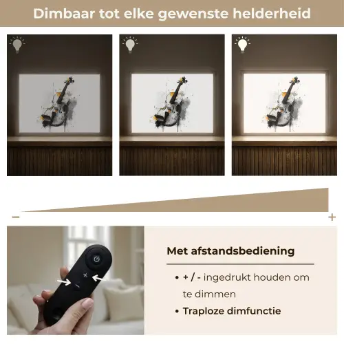 Viool - Oranje - Zwart - Penseelstreken Light Box met batterij (Wandlamp) middel -USP_dimbaarNL