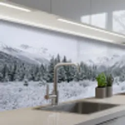 Weg - Bergen - Sneeuw - Naaldbos - Avontuurlijk keuken achterwand 2 middel -3d_schuin