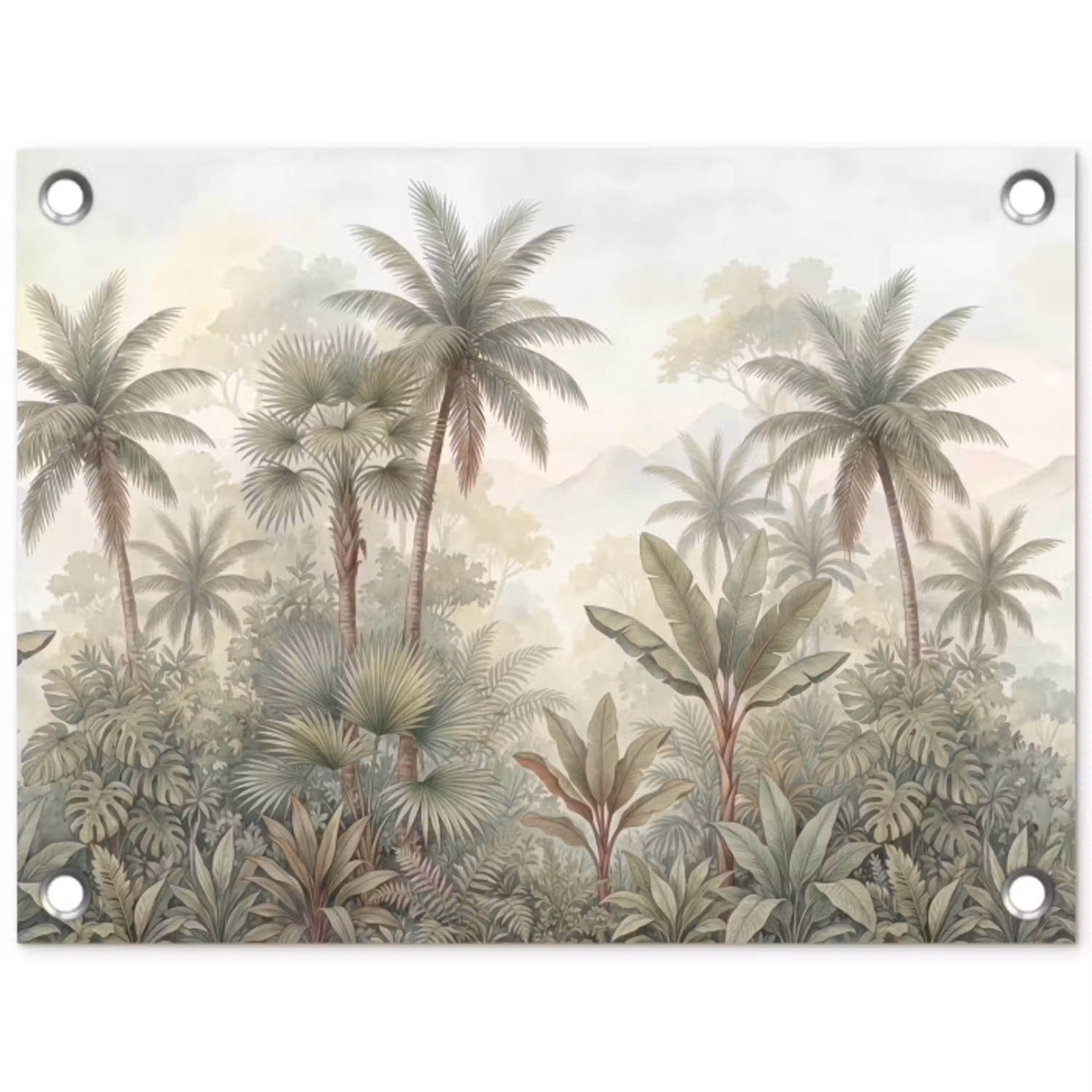 Natuur - Tropisch bos - Landschap - Aquarel - Groen tuinposter los doek klein -3d