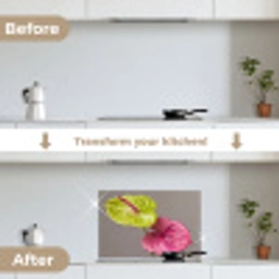 Planten - Anthurium - Groen - Roze keuken achterwand spatscherm klein -voor_na_EN