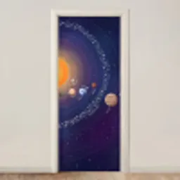 Planetenstelsel - Ruimte - Illustratie deurposter klein -3d_beige