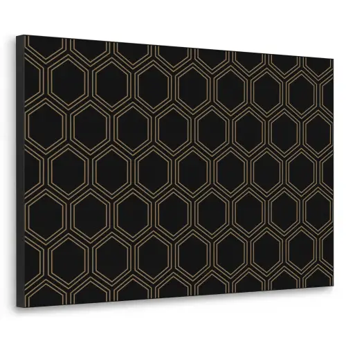 Zwart - Goud - Zeshoek Textielframe zwart klein 947 -3d